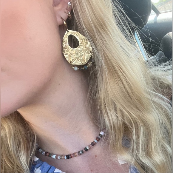 Handmade mixed gemstone teardrop earrings - Picture 6 of 7